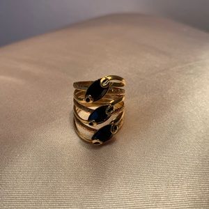 GF women’s black and blue marquise CZ stones